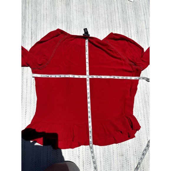 International Concepts Blouse Womens 2 Extra Large Red Trim Knit Lace Round Neck - Picture 9 of 10